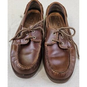 Dockers Boat Shoes Leather Brown Lace Up Loafers Comfort Casual Driving Mens 9.5